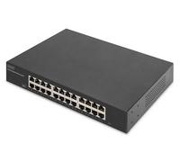 DIGITUS DN-80113-2 - Conmutador de Red Gigabit de 24 Puertos - no gestionado - sin Ventilador - Modo VLAN - Interruptor Dip - 10/100/1000 Mbit/s - Incl. Soportes de Montaje de 19" - Negro