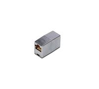 DIGITUS DN-93901, Acoplador RJ45 Cat 5e, 1 Pieza, Extensión de Cable Lan, Conector de Cable de red Cat5e, Apantallado, Compatible con PoE, Acoplador Modular, Para Switch, DSL, Módem, Router, PC, Plata
