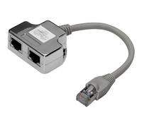DIGITUS DN-93904, Adaptador de cable de red Ca 5e, 1 pieza, 2 señales por 1 cable, Divisor LAN Cat5e, Adaptador Ethernet RJ45, Compatible con PoE Modo A, Plata