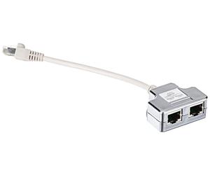 DIGITUS DN-93904, Adaptador de cable de red Ca 5e, 1 pieza, 2 señales por 1 cable, Divisor LAN Cat5e, Adaptador Ethernet RJ45, Compatible con PoE Modo A, Plata