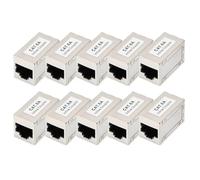 DIGITUS DN-93905 Acoplador RJ45 Cat 6A, 10 Piezas, Extensión de Cable LAN, Conector de Cable de Red Cat6A, Compatible con PoE, Acoplador Modular, para Switch, DSL, Módem, Router, PC, Plata