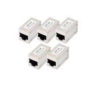 DIGITUS DN-93905 Acoplador RJ45 Cat 6A, 5 Piezas, Extensión de Cable LAN, Conector de Cable de Red Cat6A, Compatible con PoE, Acoplador Modular, para Switch, DSL, Módem, Router, PC, Plata