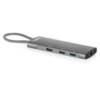 DIGITUS Docking Station USB-C - 8 Puertos - 1x HDMI 2.0, 5X USB 3.2 Gen 1 | 1 puerto RJ45 Gigabit Ethernet - UHD 4K a 60 Hz - Power Delivery de 100 W - 8 en 1 - Gris
