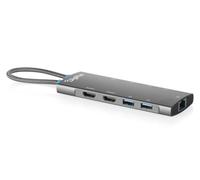 DIGITUS Docking Station USB-C - 9 Puertos - 2X HDMI 2.0, 5X USB 3.2 Gen 1 | 1 puerto RJ45 Gigabit Ethernet - UHD 4K a 60 Hz - Power Delivery de 100 W - 9 en 1 - Gris