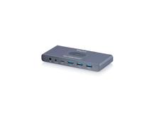 DIGITUS DS-12855 - Conmutador KVM USB-C - 2 PC 1 Monitor - 3X USB-A, 1x Tipo C 5 Gbit/s - HDMI 2.0 UltraHD 4K 60 Hz - Conector Jack de 3,5 mm - Mando a Distancia con Cable - Gris