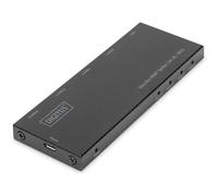 Digitus DS-45323 Repartidor HDMI de 4 puertos con pantalla LED, caja metálica, compatible con ultra HD 4096 x 2160 píxeles.