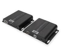 DIGITUS DS-55124 Extensor HDMI - Divisor HDMI - UHD 4K 30 Hz - 120 m a través de cable LAN - Ilimitado a través de Ethernet (IP-capaz) - Set: Transmisor y Receptor - Loop-Out, infrarrojos IR, PoE