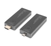 DIGITUS Juego de Extensores de Vídeo Inalámbricos - 30 m de Alcance - Ultra-HD 4k/30Hz - Transmisor con Conector USB-C y Receptor con Conector HDMI - Punto a Punto - Plug&Play - Negro-Plata