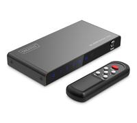 DIGITUS DS-55333 Conmutador HDMI 3x1-3 entradas 1 Salida - UHD 8K/60 Hz HDTV: 7680 × 4320p - HDCP 2.3 y HDMI 2.1 - HDR, CEC, Deep Colour, DTS, Dolby Digital, LPCM - para TV, Monitor, PS5, PS4, Xbox