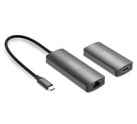 DIGITUS DS-55343 Extensor USB-C a HDMI - UHD 4K 120 Hz - 30 m a través de cable LAN - Set: emisor y receptor - HDMI 2.1, HDCP 2.3, USB 3.1 - HDR, Deep Color