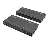 Digitus Extensor KVM HDBaseT Set 4K 3840x2160 HDMI 2.0b USB 2.0 150m Hasta 60 Hz para Teclado Ratón, Transmisor y Receptor