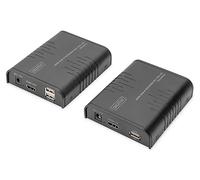DIGITUS DS-55529 HDMI KVM Extensor/Divisor - Full HD 1080p 60 Hz - 120 m a través de cable LAN/Ilimitado a través de Ethernet (IP-enabled) - Set: Transmisor y Receptor - HDMI 1.3 & HDCP 1.4