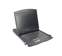 Digitus DA-70161 KVM Console LCD 19 Pulgadas, 16 Puertos CAT 5, Teclado US para Gestión de Servidores
