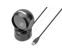 DIGITUS Escáner de códigos de Barras 2D - Escáner omnidireccional de sobremesa - 200 escaneos/s - 10 cm de Alcance de escaneado - Cable USB de 1,4 m - Códigos de Barras y códigos QR - Negro
