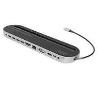 DIGITUS Estación de acoplamiento USB-C - Soporte para tablet - 12 puertos - Doble pantalla HDMI + VGA - LAN Gbit - 2 lectores de tarjetas - PD 3.0