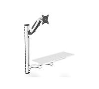 DIGITUS Estación de trabajo de pie-sentado, Soporte para monitor, Montaje en pared, 1x resorte de presión de gas 1x brazo articulado doble, 1 monitor, Hasta 27 pulgadas, VESA 75 x 75, 100 x 100, Negro