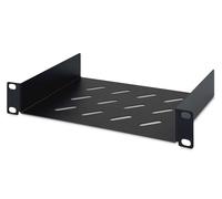 DIGITUS Estante - 10 Pulgadas, 1U - 150 mm de Profundidad - Negro | Fijación frontal - Capacidad de carga: 25 kg - Chapa de acero perforada - Para armarios de red de 10 pulgadas (254 mm)
