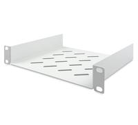 DIGITUS Estante - 10 Pulgadas, 1U - 200 mm de Profundidad - Gris | Fijación frontal - Capacidad de carga: 25 kg - Chapa de acero perforada - Para armarios de red de 10 pulgadas (254 mm)