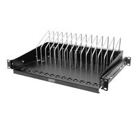 DIGITUS Estante de 19 Pulgadas - 4,5 U - Extensible - Estación de Carga - para 14 tabletas, portátiles y Smartphones - para armarios de Red y servidores de 19" - Negro