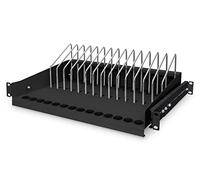 DIGITUS Estante de 19 Pulgadas - 4,5 U - Extensible - Estación de Carga - para 14 tabletas, portátiles y Smartphones - para armarios de Red y servidores de 19" - Negro