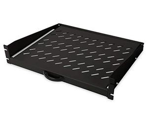 DIGITUS Estante extraíble - 19 Pulgadas 2U - 352 mm de Profundidad - Negro | Fijación delantera - Para armarios de red y servidores con una profundidad mínima de 450 mm - Capacidad de carga de 30 kg