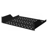 DIGITUS Estante para instalación fija - 19" - 2 U - Montaje frontal - Capacidad de carga 25 kg - Para armarios de red y armarios de servidores - A partir de 450 mm de profundidad de armario - Negro