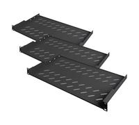 DIGITUS Estante para instalación Fija - 19 Pulgadas - 1U - Montaje Frontal - Capacidad de Carga 15 kg - para armarios de Red y servidores - A Partir de 450 mm de Profundidad de Armario - Negro