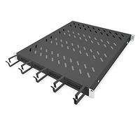 DIGITUS Estante para instalación Fija - 19 Pulgadas - 1U - para armarios de Red y armarios para servidores - A Partir de 800 mm de Profundidad de Armario - con guía de Cables integrada - Negro
