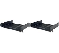DIGITUS Estantería - 1 U - 10 Pulgadas (254 mm) - para Armario de Red - 200 mm de Profundidad - Chapa de Acero Perforada - Negro (Paquete de 2)