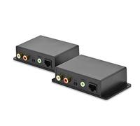 Digitus Estensore Audio - Set (trasmettitore/ricevitore) - RCA o Jack da 3,5 mm - portata Fino a 600 m - Cavo Patch UTP (Cat 5/5e/6) - Nero