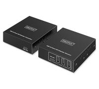 DIGITUS Extensor USB 3.2 Gen1 por Ethernet - Concentrador USB de 4 Puertos - 3X Tipo A, 1x Tipo C - Alcance de 100 m con Cable de Red Cat 6 - 5 Gbps - Negro