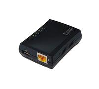 DIGITUS Fast Ethernet Usb - Servidor de red, multifuncional para NAS, concentrador USB, impresora, unidad de DVD, 1 puerto, USB 2.0, red de 10/100 Mbit / s,RJ45 , negro