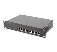 DIGITUS Gigabit Ethernet Switch - 10 pulgadas - 8 puertos - L2+ Managed - VLAN, Link Aggregation & Port Control - Negro