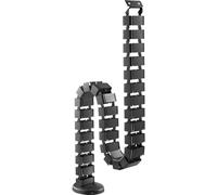 DIGITUS Guía de cables vertical - Gestión de cables flexible para el escritorio - Base metálica - Altura del escritorio hasta 130 cm - Negro