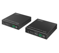 DIGITUS HDMI Fiber KVM IP Extender Set - UHD 4k 60Hz - HDMI 2.0 - Alcance MM 300 m y SM 40 km - Transmisor y receptor - Hasta 253 receptores - 2x USB para ratón, teclado - Punto a punto - Negro