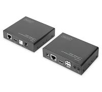 DIGITUS HDMI KVM Extender Set HDBaseT 2.0 - UltraHD 4K 60 Hz (YUV 4:2:0) | A partir de cables de red CAT 6a - HDMI 1.4 - USB 2.0 - Alcance de hasta 100 m - Negro - Transmisor y receptor