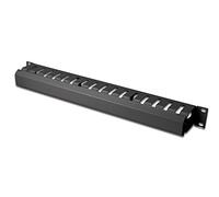 DIGITUS Jaula de gestión de cables - 1U - Panel de conexión - 19 pulgadas - Paso de cables - Panel extraíble - Negro