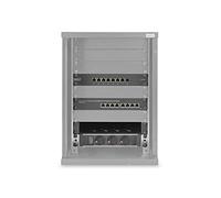 DIGITUS Juego de 10 Pulgadas - Armario de Red 9U Serie Soho Negro - Estante - regleta de enchufes - Panel de Conexiones de 8 Puertos - conmutador gigabit de 8 Puertos