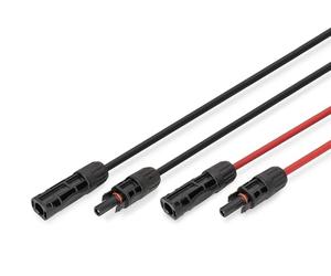 DIGITUS Juego de Cables solares de extensión - 2 Cables - 5 m - sección del Conductor de 6 mm² - Conector MC4 - IP65/68 - Resistente a los Rayos UV y a la Intemperie - Funda XLPO - 1x Rojo, 1x Negro