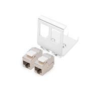 DIGITUS juego de módulos Keystone CAT 6A y adaptadores para carril DIN | 2 puertos - Apantallado - 10 Gbit/s - Sin herramientas - Conector RJ45 hembra - 2 módulos Keystone DN-93615-S