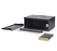 DIGITUS Juego de Red de 19 pulg - Armario de Red 4U Soho Pro - Estante 1U - Panel de Conexiones de 24 Puertos - 24 módulos Keystone - 30 Cables de conexión - sin Montar - Negro