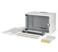 DIGITUS Set de Red de 19 pulg - Armario Mural 7U - Estante 1U - Panel de conexión 24 Puertos - 24 módulos Keystone - 30 Cables de Red Cat 6A - Regleta de enchufes - No montado - Soho Pro - Gris