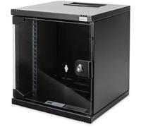 DIGITUS Kit de Red de 10 Pulgadas - 6U - 330 x 312 x 300 mm - Soho - Negro | Armario de red - Estante - Regleta de enchufes - Panel de conexión de 8 puertos - Conmutador Gigabit de 8 puertos