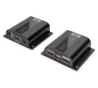 Digitus Kit Extensor de Vídeo HDMI sobre CAT 6/6a/7 50m | 50 m a través de cable LAN a partir de CAT 6 - Juego de emisor y receptor - Salida en bucle, infrarrojos (IR) - Negro