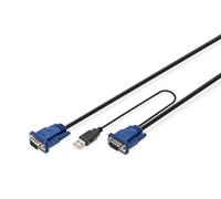 DIGITUS KVM cable - 2x VGA connector, 1x USB 2.0 connector - 1,8 m - for KVM con