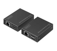 DIGITUS KVM Extender Set - UHD 4k 30Hz - Alcance de 40 m - HDMI 1.4 - Latencia ultrabaja - Emisor y receptor - 2x USB para ratón y teclado - PoC - Punto a punto - CAT 6 - Negro