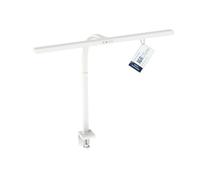 DIGITUS Lámpara de escritorio LED - 2400 lúmenes - 80 cm de ancho - 16 W | 1000 lux - 4 niveles de temperatura de color - Regulable - Control táctil - Brazo flexible - Base con pinza - Blanco