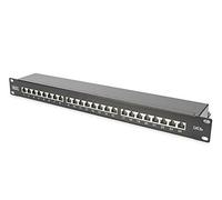 DIGITUS LSA Patch-Panel Cat-6A - 24 puertos - 1 U - Apantallado - Clase EA - Solapa de protección contra el polvo - Negro RAL 9005