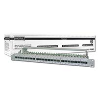 DIGITUS LSA Patch-Panel Cat-6A - 24 puertos - 1 U - Apantallado - Clase EA - Tapa de protección contra el polvo - Gris RAL 7035
