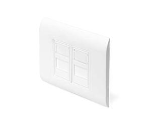 DIGITUS Marco + 2x cubierta - 2 puertos - Salida recta - Distribución francesa - Para módulos Keystone - Blanco